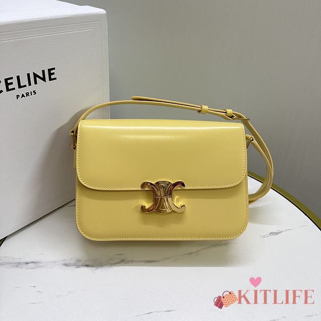 Kitlife Celine Classic Triomphe Bag in Yellow Calfskin 187363 22x16.5x7cm - 1