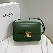 Kitlife Celine Classic Triomphe Bag in Dark Green Calfskin 187363 22x16.5x7cm - 1