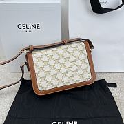 Kitlife Celine Classic Triomphe Bag in Canvas and Brown Calfskin 187363 22x16.5x7cm  - 6
