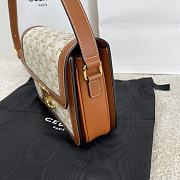 Kitlife Celine Classic Triomphe Bag in Canvas and Brown Calfskin 187363 22x16.5x7cm  - 5