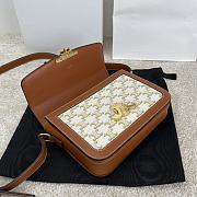 Kitlife Celine Classic Triomphe Bag in Canvas and Brown Calfskin 187363 22x16.5x7cm  - 4