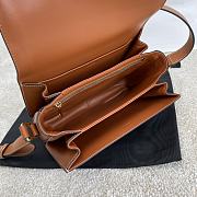 Kitlife Celine Classic Triomphe Bag in Canvas and Brown Calfskin 187363 22x16.5x7cm  - 3