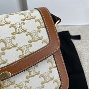 Kitlife Celine Classic Triomphe Bag in Canvas and Brown Calfskin 187363 22x16.5x7cm  - 2