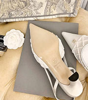 Kitlife Chanel White Satin CC Beads Embellished Slingback Pumps   - 2