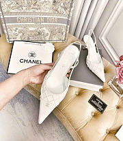 Kitlife Chanel White Satin CC Beads Embellished Slingback Pumps   - 3