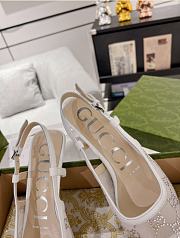 Kitlife Gucci Tom Embellished Crystal GG Slingback Pumps in White - 4