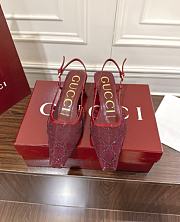 Kitlife Gucci Tom Embellished Crystal GG Slingback Pumps in Red - 1