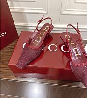 Kitlife Gucci Tom Embellished Crystal GG Slingback Pumps in Red - 5