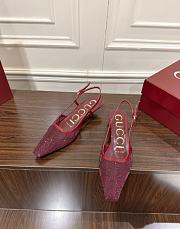 Kitlife Gucci Tom Embellished Crystal GG Slingback Pumps in Red - 6