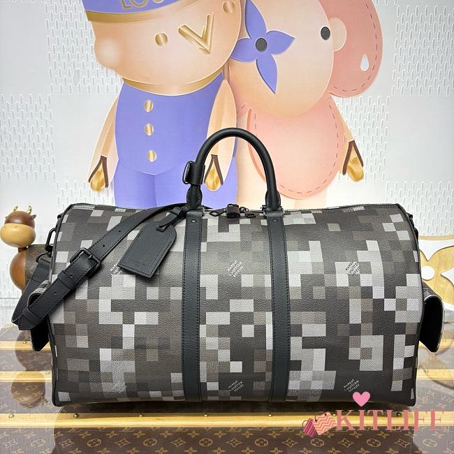 Kitlife Louis Vuitton Keepall Bandoulière 50 Bag Damoflage Black Canvas M14957 52 x 29 x 23 cm - 1