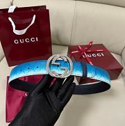 Kitlife Gucci Chroma Belt with Interlocking G Gradient Blue Gabric - 1