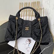 Kitlife Chanel Bow Bag Black Denim & Gold Metallic AS5851 29x38x5cm - 1