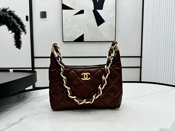 Kitlife Chanel 25 Hobo Bag in Brown Lambskin AS4912 24x26x9.5cm