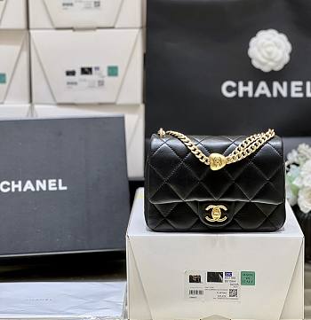 Kitlife Chanel Heart Chaini Mini Flap Bag Black AS3829 20x14x8cm