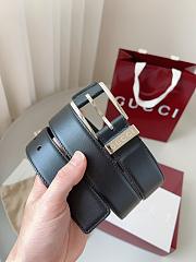 Kitlife Gucci Black Belt With Silver Square Buckle 3.5cm - 6