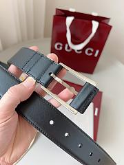 Kitlife Gucci Black Belt With Silver Square Buckle 3.5cm - 5
