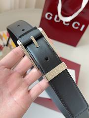 Kitlife Gucci Black Belt With Silver Square Buckle 3.5cm - 2