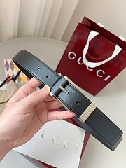 Kitlife Gucci Black Belt With Silver Square Buckle 3.5cm - 1