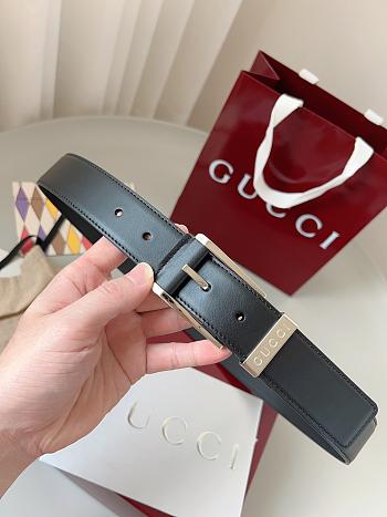 Kitlife Gucci Black Belt With Silver Square Buckle 3.5cm