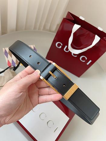 Kitlife Gucci Black Belt With Gold Square Buckle 3.5cm