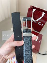 Kitlife Gucci GG Black Belt With Silver Square Buckle 3.5cm - 6