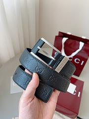 Kitlife Gucci GG Black Belt With Silver Square Buckle 3.5cm - 2