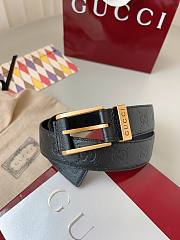 Kitlife Gucci GG Black Belt With Gold Square Buckle 3.5cm - 3