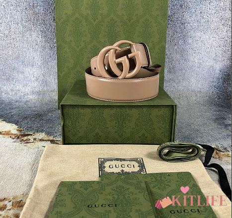 Kitlife Gucci Azalea Calfskin Enamel Monochrome Double G 40mm Belt - 1