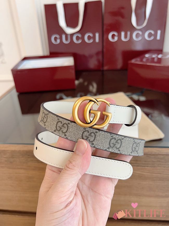 Kitlife Gucci GG Marmont Thin Belt In White Leather 2cm - 1