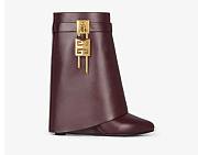 Kitlife Givenchy Shark Lock Ankle Boots In Leather In Oxblood Red - 1