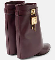 Kitlife Givenchy Shark Lock Ankle Boots In Leather In Oxblood Red - 4