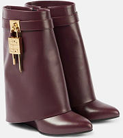 Kitlife Givenchy Shark Lock Ankle Boots In Leather In Oxblood Red - 3