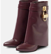 Kitlife Givenchy Shark Lock Ankle Boots In Leather In Oxblood Red - 2