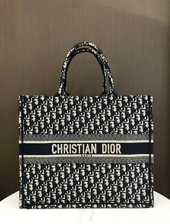 Kitlife Dior Black Oblique Jacquard Canvas Book Tote 42x32x5cm 