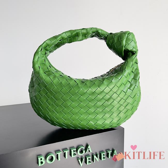 Kitlife Bottega Veneta Small Intrecciato Green Leather Shoulder Bag 690225 36x21x13cm  - 1