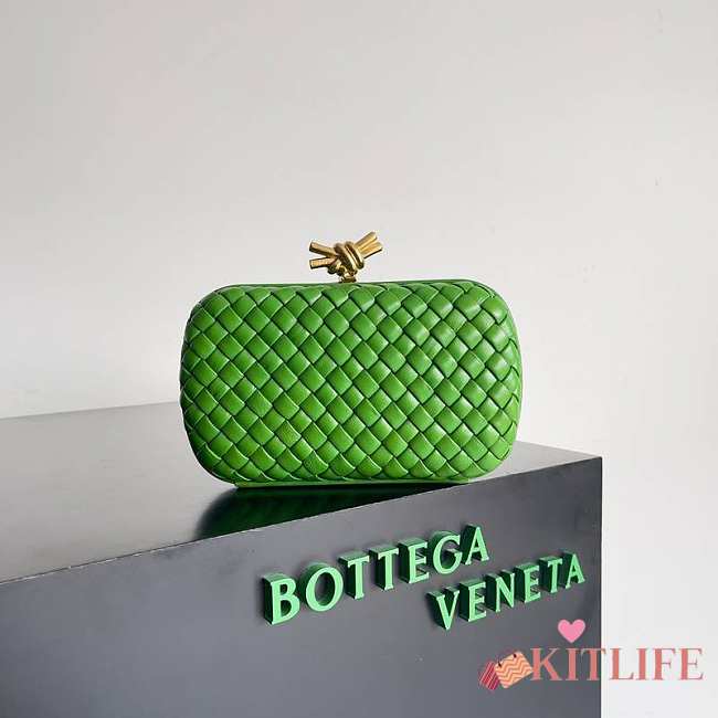 Kitlife Bottega Veneta Knot Clutch Green 717622 20.5x6x12.5cm - 1