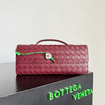 Kitlife Bottega Veneta Andiamo Clutch Burgundy With Daisy Flower Closure 836810 31x13x3cm