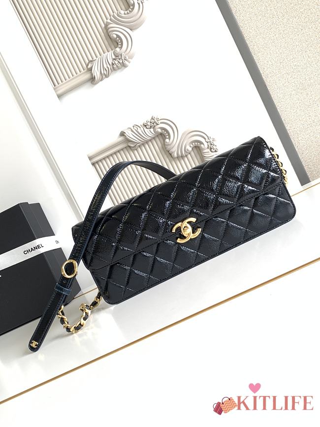 Kitlife Chanel Large Flap Bag Black Glossy Lambskin & Gold Plated Metal AS5642 18×30×5cm - 1