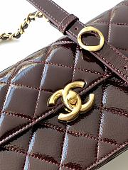 Kitlife Chanel Large Flap Bag Burgundy Glossy Lambskin & Gold Plated Metal AS5642 18×30×5cm - 4