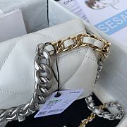 Kitlife Chanel 19 Medium Flap Bag White Silver Buckle AS1160 26x9x16cm - 5