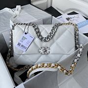 Kitlife Chanel 19 Large Flap Bag White Silver Buckle AS1161 30x20x10cm  - 1