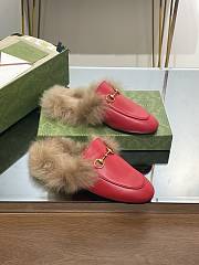 Kitlife Gucci Red Calfskin Fur Women Princetown Slippers - 6