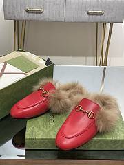 Kitlife Gucci Red Calfskin Fur Women Princetown Slippers - 5