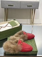 Kitlife Gucci Red Calfskin Fur Women Princetown Slippers - 2
