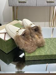 Kitlife Gucci White Calfskin Fur Women Princetown Slippers - 6
