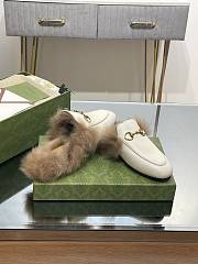 Kitlife Gucci White Calfskin Fur Women Princetown Slippers - 5