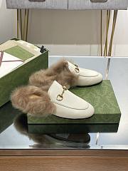 Kitlife Gucci White Calfskin Fur Women Princetown Slippers - 3