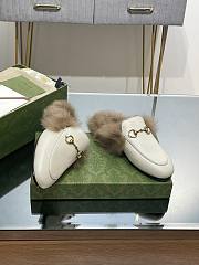 Kitlife Gucci White Calfskin Fur Women Princetown Slippers - 2