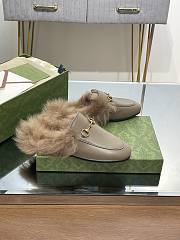 Kitlife Gucci Grey Calfskin Fur Women Princetown Slippers - 2