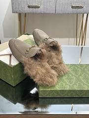 Kitlife Gucci Grey Calfskin Fur Women Princetown Slippers - 4